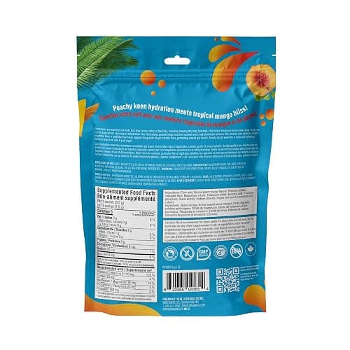 Organika Canadian-Made Electrolytes Powder- Peach Paradise Sachets, On-the-Go Sugar-Free Hydration and Electrolyte Replenishment with Prebiotics and Vitamin C- 3.5g x 20ct thumbnail 5