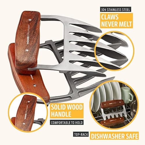 Premium 18/8 Stainless Steel Meat Shredder Claws with Wooden Handles – Effortlessly Shred, Pull & Serve Pork, Turkey, Chicken & Brisket – Perfect BBQ Gift Idea thumbnail 3