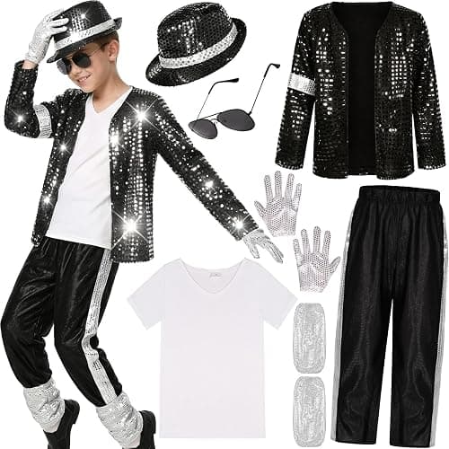 Woaproer Kids 80s 90s Pop Star Costume, Dance Party Outfit, Halloween Costume - Image 1