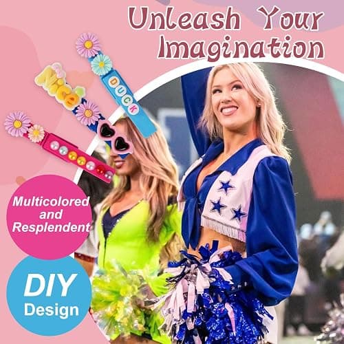 SKDTAZRZ Cheer Pins Spirit Clips - 100 Wooden Colored Clothes Pins with Glue & Tools,Cheer Pin Kit 180 Mini Bows Ducks Daisy Balls 300 Letters 4 Stickers, DIY Custom Pins Cheerleading Gifts thumbnail 5