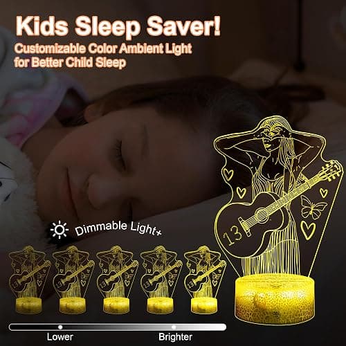 SLADPOEM 3D Illusion Night Light for Music Fans, 16 Color LED Lamp with Remote, Acrylic Table Lamp for Room Decor, Birthday Gift for Fans, Concert Merch, Music Lover Party Supplies thumbnail 3