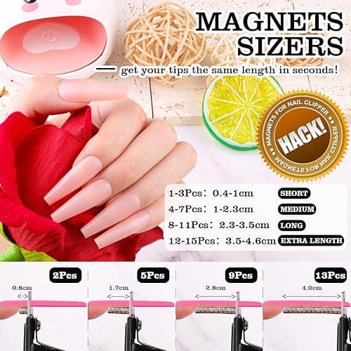 Black Premium Adjustable Nail Clippers with Magnets Sizers for Acrylic Nails, Stainless Steel Nail Cutter Trimmer for Artificial Fake False Tips Manicure Sharp Blade Clip Tool for Salon Beauty thumbnail 3