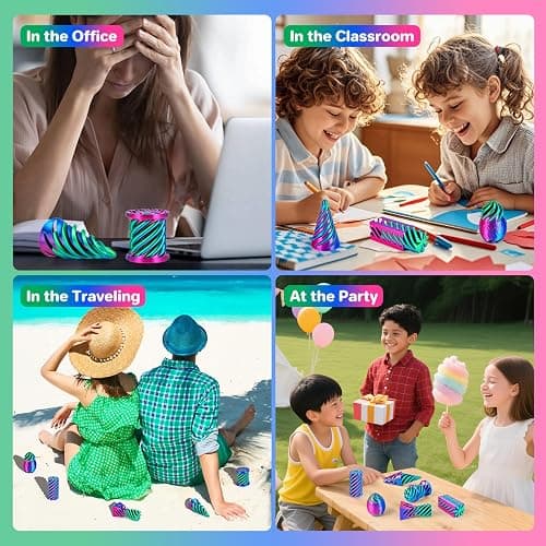 dikale 6 Packs Spiral Cone 3D Printed Fidget Toy Set, Flexible Impossible Cone Pyramid Passthrough Toys for Stress Relief, Desk Deco Relaxing for Kids Adults, Rose Red + Dark Blue & Dark Blue + Green thumbnail 6