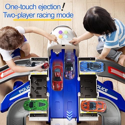 Airplane Toy Race Track Kids Toys, Foldable 4 Layer Toddler Car Track Playset, Toy Plane Transport Car Carrier & 6 Race Cars, Toddlers Toys Birthday Xmas Gifts for Age 3 4 5 6+ Years Old Boys Girls thumbnail 6