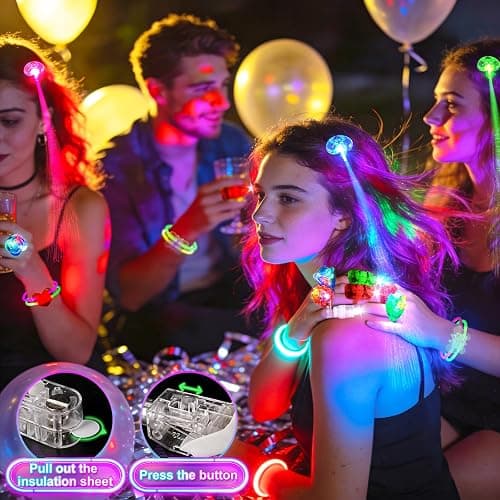 SHQDD 154PCS Glow in the Dark Party Supplies, Neon Party Accessories for Kids & Adults with Connectors and Glow Sticks to DIY, Light up Party Favors for Birthday, Concert, July 4th, Halloween thumbnail 5