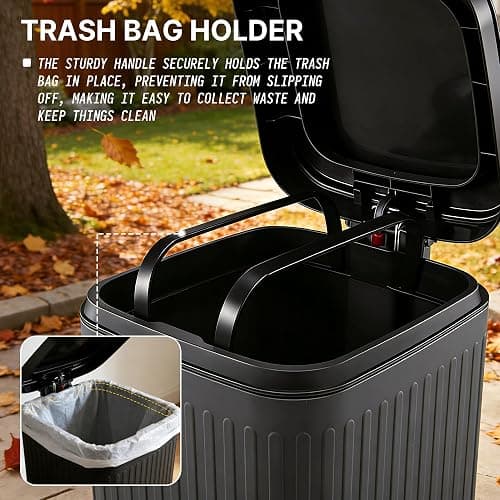 Dog Poop Trash Can Outside 2.7Gal Dog Waste Trash Can with Lid Odor Control | Outdoor Trash Can with Lid Foot Pedal, Outdoor Dog Poop Trash Can with 20 Bags,Pet Waste Trash Can with Lid Soft Close, Black thumbnail 3