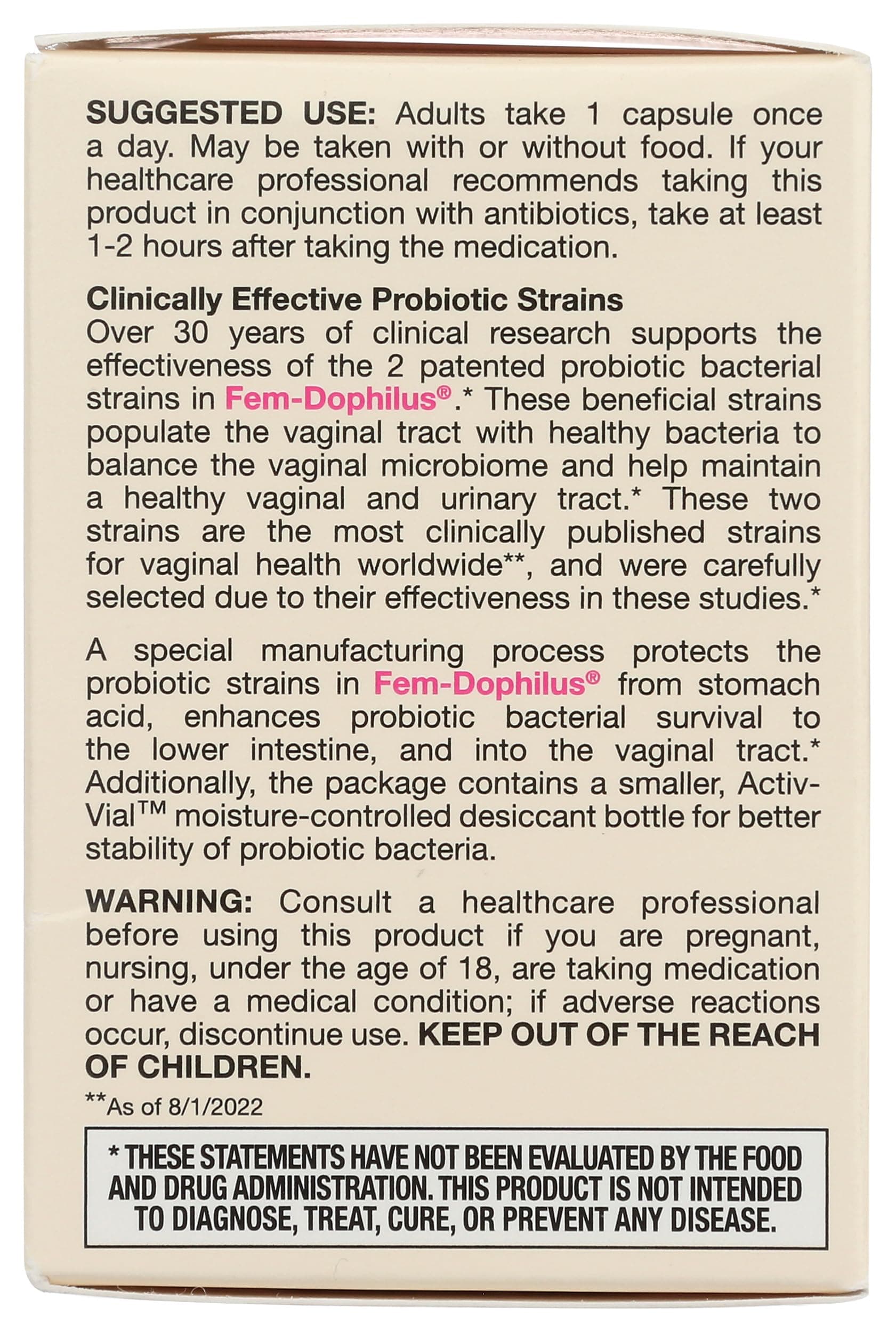 Jarrow Formulas Fem-Dophilus - 5 Billion CFU Per Serving - Women's Probiotic Supplement - Urinary Tract & Vaginal Health - Up to 30 Servings (Veggie Caps) thumbnail 5