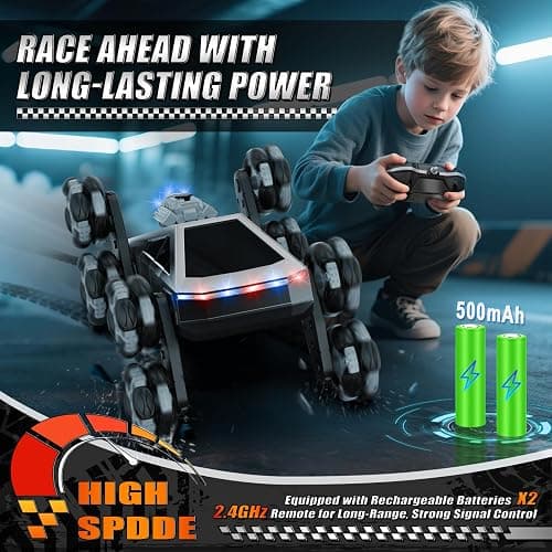 UFOLED 8 Wheel RC Stunt Car with Gesture Control, Spray & LED Lights, Gesture Sensing Remote Control Cars for Boys Age 6 7 8-12 13 14 Year Old, Christmas Birthday Gifts Ideas for Kids thumbnail 5