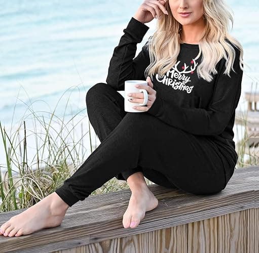 Juioste Christmas Pajamas Two Piece Outfits Tracksuits Loungewear Matching Set Pjs Jogger Sets thumbnail 5