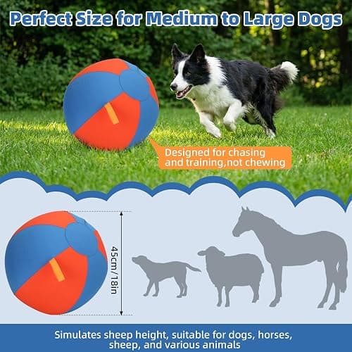 Deerift 18" Herding Ball for Dogs - Upgraded Material, Durable Dog Training Toy, Suitable for Border Collies, Australian Shepherds, and Other Medium to Large Herding Dog Ball thumbnail 2