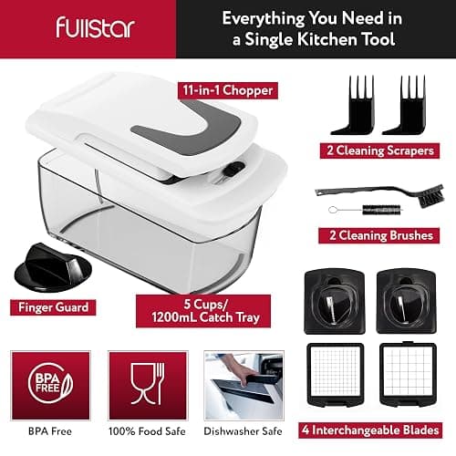 Fullstar Vegetable Chopper and Spiralizer - Food Chopper with Container, Fruit Slicer, Kitchen Gadgets & Accessories, Home Essentials (4 in 1, White) - 4 in 1 - White thumbnail 2