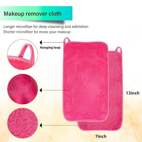 Nugilla Makeup Remover Cloths, 8 Packs Makeup Remover Towels Reusable Face Wash Cloth, Soft Microfiber Face Cloth for Women thumbnail 4