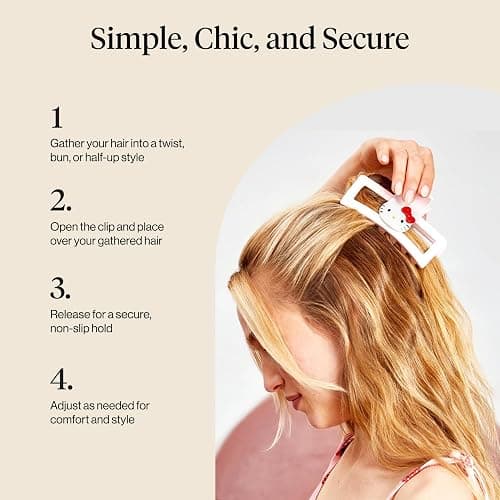 Hello Kitty x Kitsch Hair Clips for Women - Durable, Strong Hold All Day, Cute Jumbo Claw Clips for Thick Hair, Hello Kitty Stuff for Girls | Ideal Gifts for Women - 1 Pc thumbnail 6