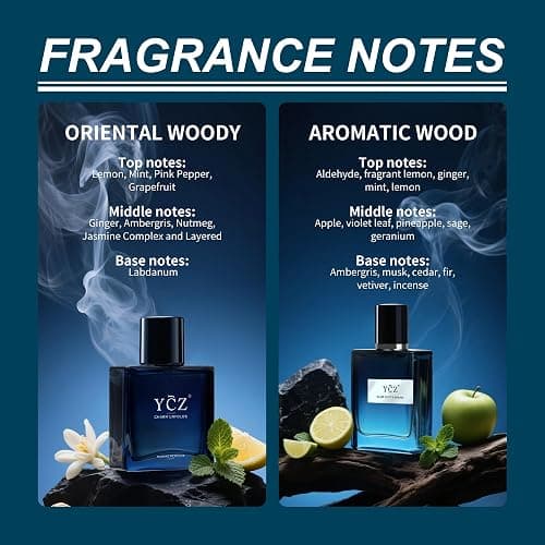 Ycz Cologne for Men Set, 1.7oz(50ml) Bottled Marine Perfume and Club Men Perfume Sophisticated Woody Citrus Scent, Highquality Long Lasting, Sleek Bottle Design, Ideal Special Occasions Ideal Gift thumbnail 6