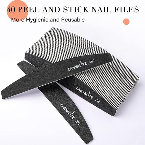 Canvalite 40 PCS Nail File 100/180 Grit Peel and Stick Nail Files Replaceable Emery Boards Reusable Nail File for Acrylic Nails Professional for DIY Salon Use thumbnail 6