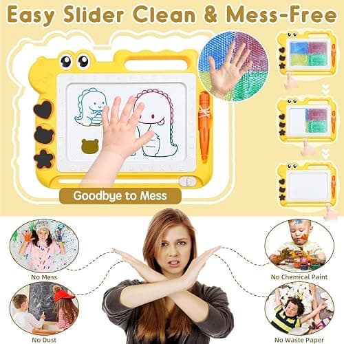 AiTuiTui Magnetic Drawing Board Toddler Toys Gift for Girls Boys, Color Sketch Writing Scribble Doodle Pad Travel Games, Educational Learning Kids Toys for Toddlers Birthday (Yellow) thumbnail 6