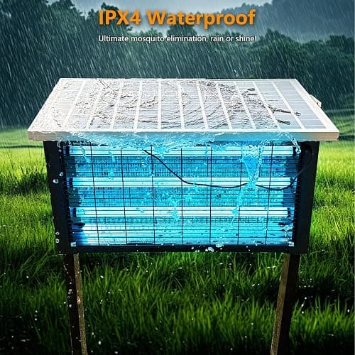 Large Solar Bug Zapper Outdoor, Powerful Solar Zapper for 8000 sq.ft | 4000V Mosquito Killer, 30W Solar Panel Bug Zapper, Waterproof Solar Bug Zapper for Garden, Farm, Camping thumbnail 4