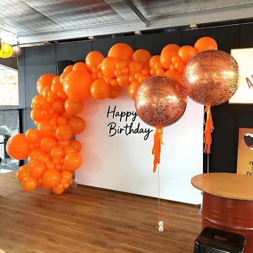 BAUANOOY 100pcs Orange Balloons 12 inch, Orange Latex Balloon with Ribbon for Graduation Fall Tropical Birthday Party Decorations thumbnail 8