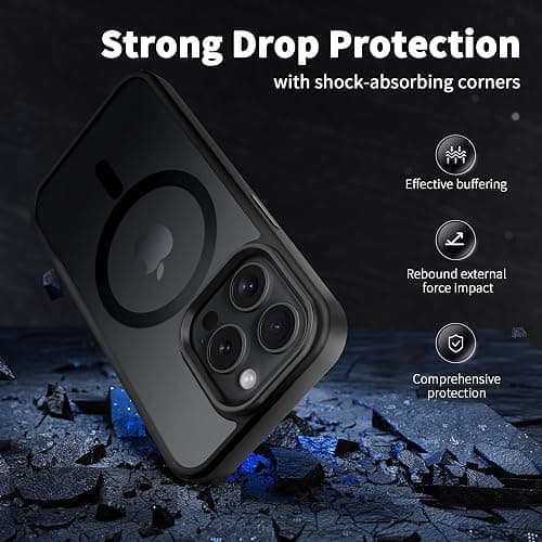 iPhone 15 Pro Hülle mit Kameraschutz, Kompatibel mit MagSafe, Stoßfest Kratzfest Magnetisch Rückseite Handyhülle für iPhone 15 Pro Case Transluzente thumbnail 7