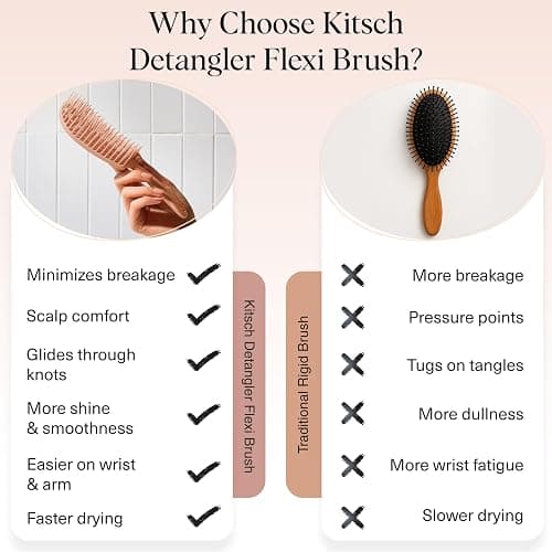 Kitsch Flexi Flow Detangler Brush, Hair Brushes For Women - Terracotta | Brush Detangler for Women, Men & Kids, Curly Hair Brush w/ Bendable Frame, Bounce Curl Defining Brush for Wet or Dry Strands thumbnail 3