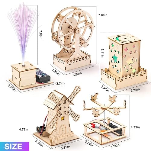 5 Individual STEM Science Kits for Kids, Wood Arts and Craft Kits 8-12 | STEM Toys for Boys Girls Age 8-13 8 10 12 14 Birthday Gift Idea, 3D Puzzles Building Engineering Model Set thumbnail 9