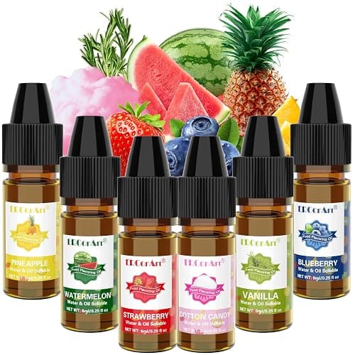 Food Flavoring Oil - Concentrated Candy Flavors, 6 Liquid Lip Gloss Flavoring Oil, Cotton Candy Pineapple Flavor Oil for Baking, Cooking, Drinks, Water & Oil Soluble - 0.25 Fl Oz - Image 1