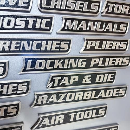 12 Pack of Magnetic Toolbox Labels, 3D-Printed Tool Box Labels, General Tool Box Organize Accessories, Reusable Tags for Steel Toolboxes, Carts, Drawers, and Cabinets(Black) - Image 1