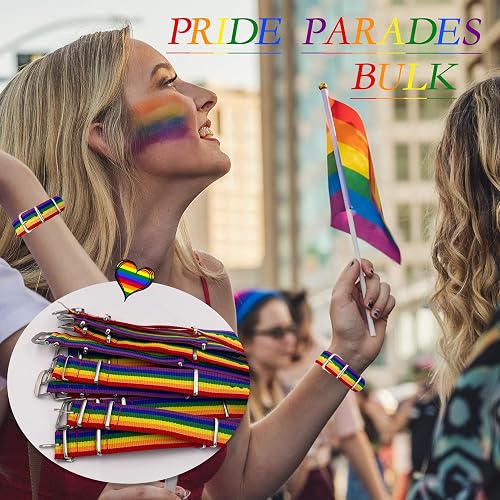 mintolex LGBT Pride Bracelet for Bisexual Lesbian Gay LGBTQ Pride Bracelets Handmade Nylon Adjustable Wristband Watch Band Rainbow Bracelets for Women Men Parade Bulk Multiple Pack thumbnail 4