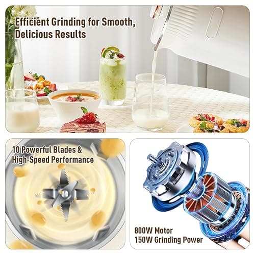 Nut Milk Maker 8 in 1, 1200ml Automatic Soy Milk Maker, Baby Food Processor with Delay Start, Keep Warm and Self-Cleaning for Almond Milk, Oat Milk, Cashew Milk, Soups, Porridges and Smoothies thumbnail 7
