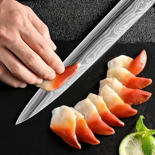Sunnecko 10.5 inch Sashimi Knife,High Carbon Stainless Steel Japanese Sushi Knives,Yanagiba Knife with Knife Sheath and Gift Box thumbnail 7
