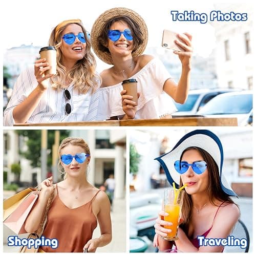 Bouiexye 12 Pack Heart Sunglasses for Women Transparent Heart Glasses for Bachelorette Birthday Party Favor Gifts thumbnail 5