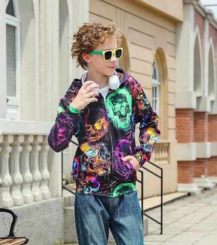 TUONROAD 6-14T Boys Girls Zip Up Hoodies Sweatshirts 3D Printed Cool Pullover with Pockets thumbnail 5