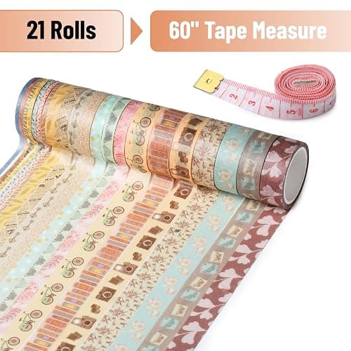 Mr. Pen- Washi Tape Set, 21 Rolls, Assorted Sizes, Vintage Charm Design, Washi Tape for Journaling thumbnail 2