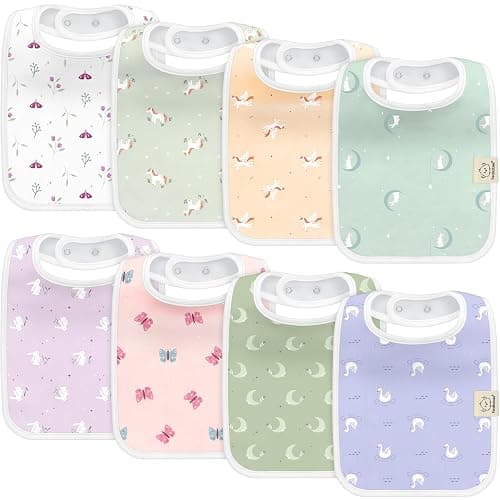 KeaBabies 8-Pack Organic Baby Bibs for Boys, Girls - Super Absorbent Cotton Drool Bibs for Baby Girl & Boy, Teething Toddler, Drooling Newborn, Ultra Soft & Machine Washable (Lunaris) - Image 1
