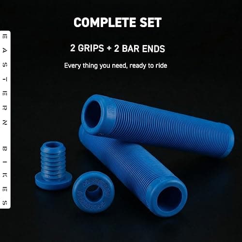 Eastern Bikes Riblet BMX Grips – Soft Compound Handlebar Grips for BMX, MTB, Cruiser & Scooter – 160mm Flangeless Design – Multiple Colours – Nylon Bar Ends Included thumbnail 4