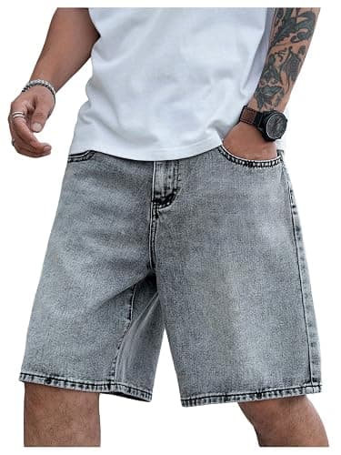 Verdusa Men's Jorts Baggy Jean Shorts Mid Waist Vintage Summer Denim Shorts - Image 1
