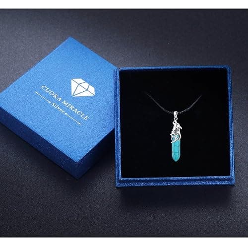 CUOKA MIRACLE Wolf Necklace 925 Men Sterling Silver Wolf Crystal Pendant Wolf Head Jewelry Wolf Gift for Men Women thumbnail 7