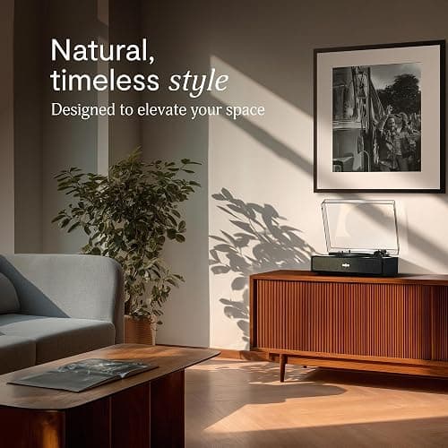 House of Marley Rise Up Giradischi Bluetooth con Casse Integrate - Giradischi Vinili a 3 velocità, Streaming a 2 vie, Finitura in Bambù e Coperchio Antipolvere, Realizzato in Modo Sostenibile thumbnail 4