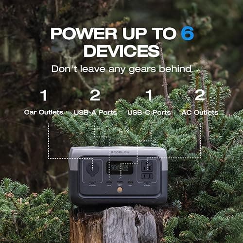 EF ECOFLOW Portable Power Station RIVER 2, 256Wh LiFePO4 Battery/ 1 Hour Fast Charging, 2 Up to 600W AC Outlets, Solar Generator (Solar Panel Optional) for Outdoor Camping/RVs/Home Use thumbnail 6