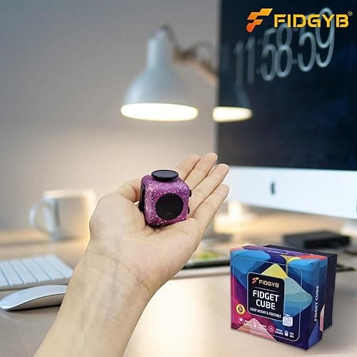 FIDGYB Cube Fidget Stress Relief Toy for Adults & Kids, Smooth, Quiet Sensory Toy for Anxiety, Focus & ADHD Idea[Starry] thumbnail 7