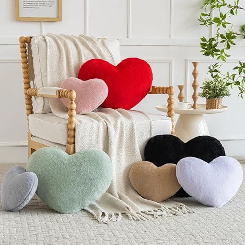 Xiashrk Heart Pillow, Heart Shaped Pillow for Bed Couch, Soft Decorative Heart Throw Pillow, Cute Decorate Pillows, Heart Pillows for Bedroom Living Room (Black, Medium 15.7"x11.8") thumbnail 3