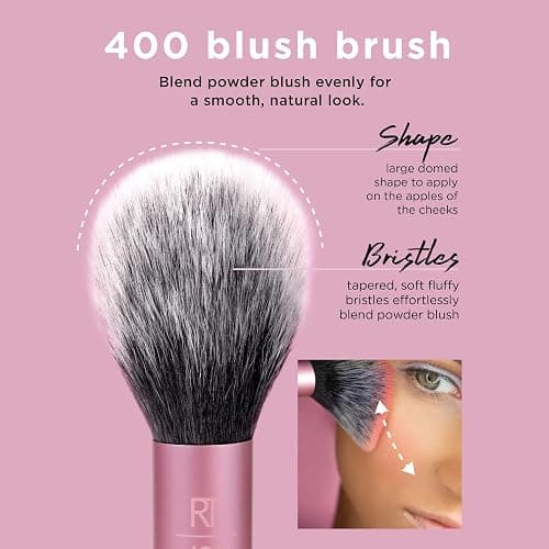 Real Techniques Ultra Plush Blush Makeup Brush, For Loose, Cream, or Pressed Blush, Rosy Glow Cheeks, Fluffy Powder Brush, Aluminum Ferrules, Synthetic Bristles, Vegan & Cruelty Free, 1 Count thumbnail 3