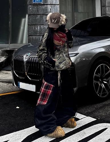 Aelfric Eden Baggy Barrel Jeans Plaid Big Pocket Wide Leg Denim Pants Unisex Casual Oversized Y2K Streetwear Hip Hop Jeans thumbnail 6