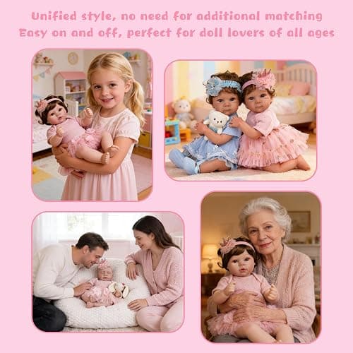 EKOKIZ Reborn Baby Dolls Clothes Girl Pink Baby Clothes for Dolls 17-20 Inches Doll Outfits and Accessories for Realistic Newborn Girl thumbnail 7