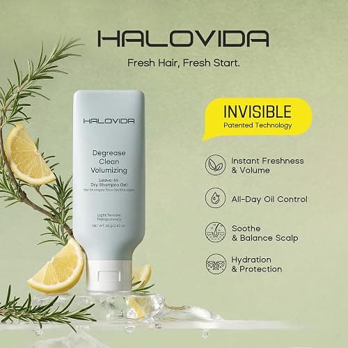 HALOVIDA Leave-in Dry Shampoo Gel, Instant Oil Absorption & Volume, Light Texture Transparency, Non-Aerosol, Safe & Clean with Natural Ingredients, 2.82 oz thumbnail 2