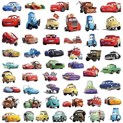 50 Pcs Cars Stickers, Lightning McQueen Cute Cartoon Stickers, Waterproof PVC Vinyl Decals for Kids Teens, Ideal for Water Bottle Laptop Skateboard Scrapbook Birthday Party Favors (CAR50) thumbnail 3