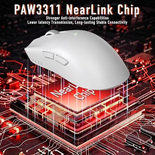 A.JAZZ AJ200NLMC Wireless Gaming Mouse,Triple Mode (2.4G/Bluetooth/Wired),AI Voice Interaction, PAW3311 Sensor, 24000 DPI, 1000Hz, 63g Lightweight, 500mAh,Web Driver, Ergonomic Keel Frame, White thumbnail 6