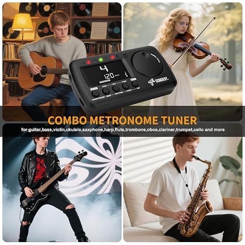 Sondery 3 in 1 Digital Metronome Tuner for All Instruments, Rechargeable Metronome with Tap Tempo, Chromatic Tuner Tone Generator for Guitar, Bass, Violin, Clarinet, Piano, Trumpet, Flute thumbnail 3