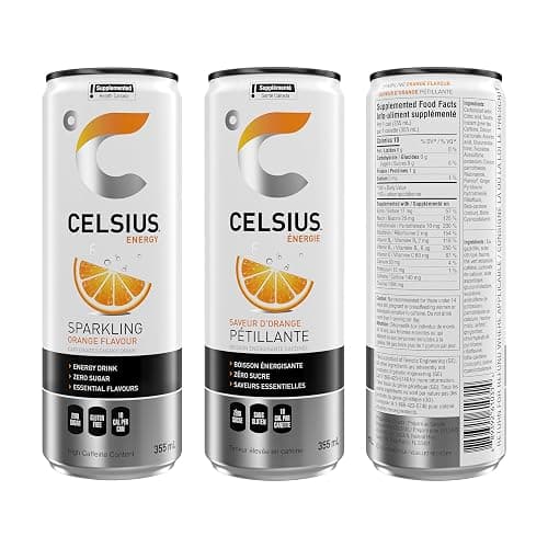 CELSIUS Sparkling Orange, Zero Sugar Energy Drink, 355ml (Pack of 12) thumbnail 4