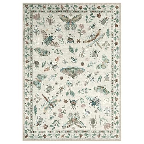 Lahome Insect Print Washable Area Rugs 5x7, Soft Rugs for Living Room Ultra-Thin Non-Shedding Modern Bedroom Rug, Stain Resistant Throw Rug Large Carpet for Dining Room Kids Nursery(5'x7',Beige) thumbnail 8